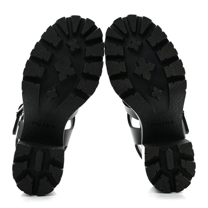 Prada Foam Rubber Triangle Logo Monolith 55mm Cage Sandals 37 Black 6 of 11
