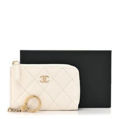 Chanel Caviar Quilted Zipped Key Holder Case White 9 of 9