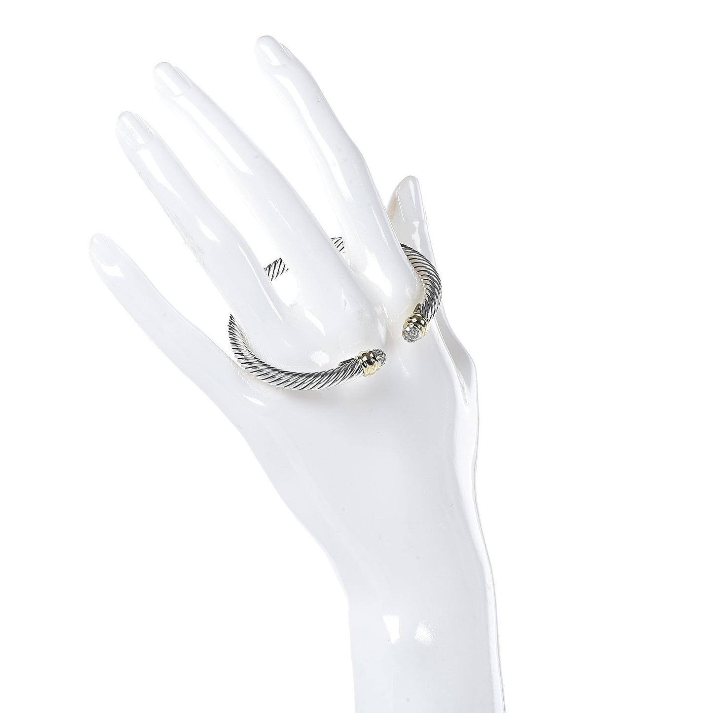 Sterling Silver 18K Yellow Gold Diamond Cable Classics Bracelet