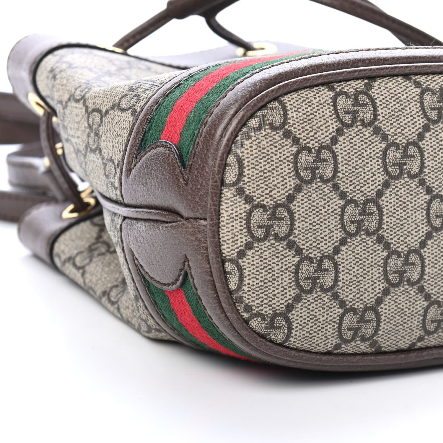 Gucci GG Supreme Monogram Web Mini Ophidia Bucket Bag Brown 8 of 9
