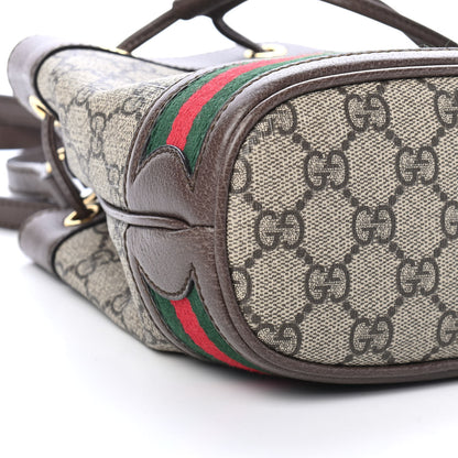 Gucci GG Supreme Monogram Web Mini Ophidia Bucket Bag Brown 8 of 9