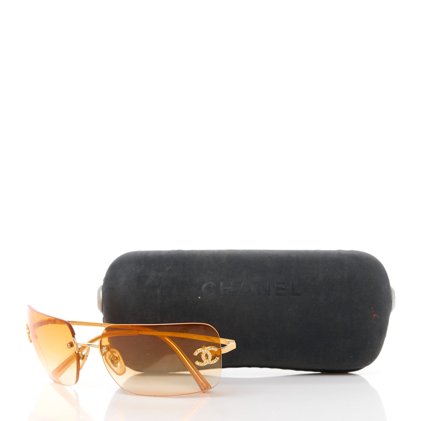 Metal Crystal CC Logo Sunglasses 4017-D Orange