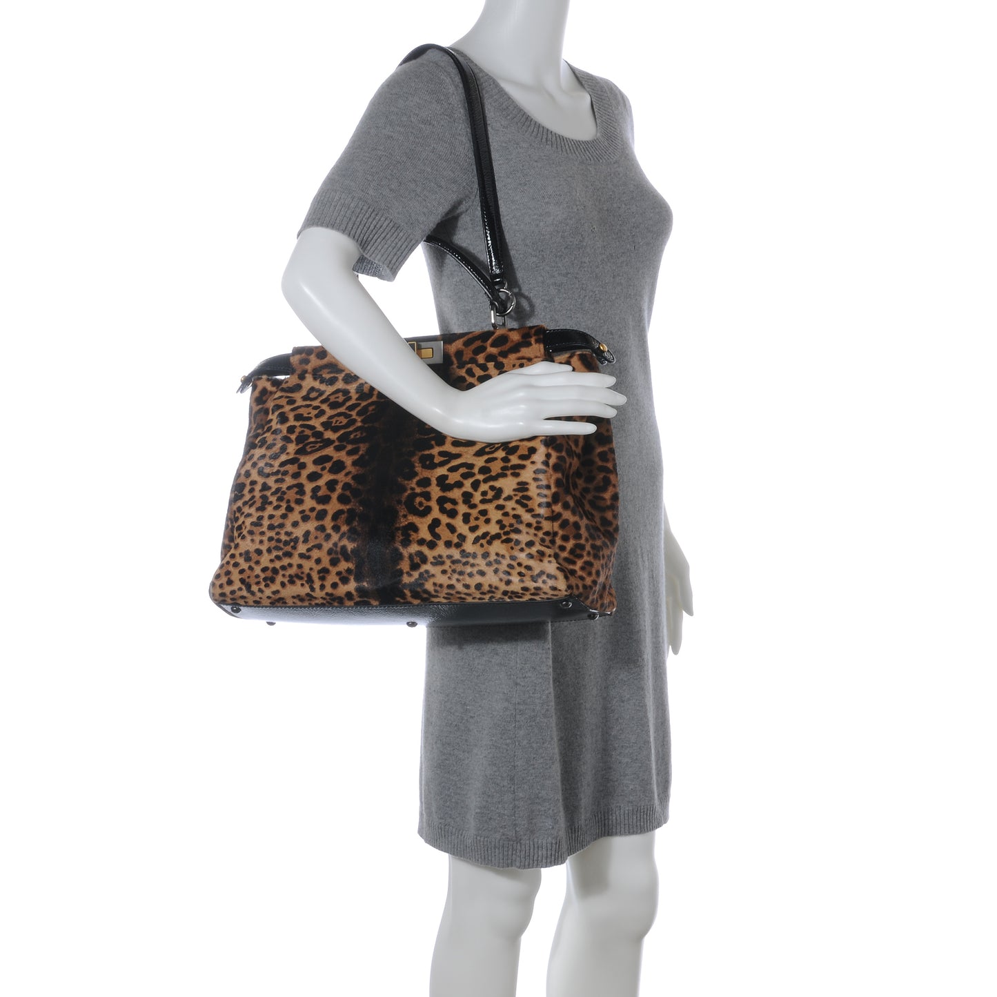Calf Hair Leopard Print Large Peekaboo Tote
