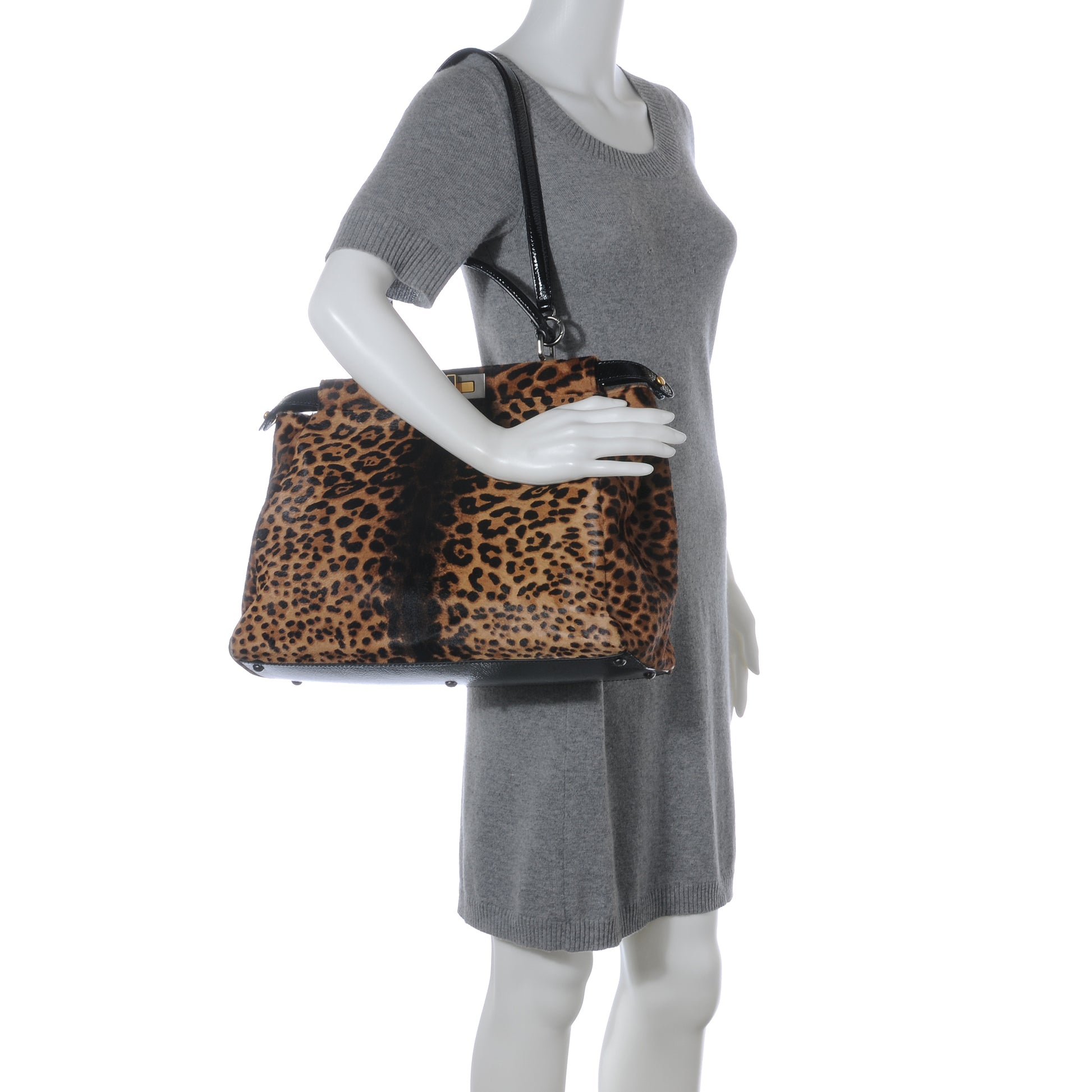 Fendi Calf Hair Leopard Print Large Peekaboo Tote 2 of 7