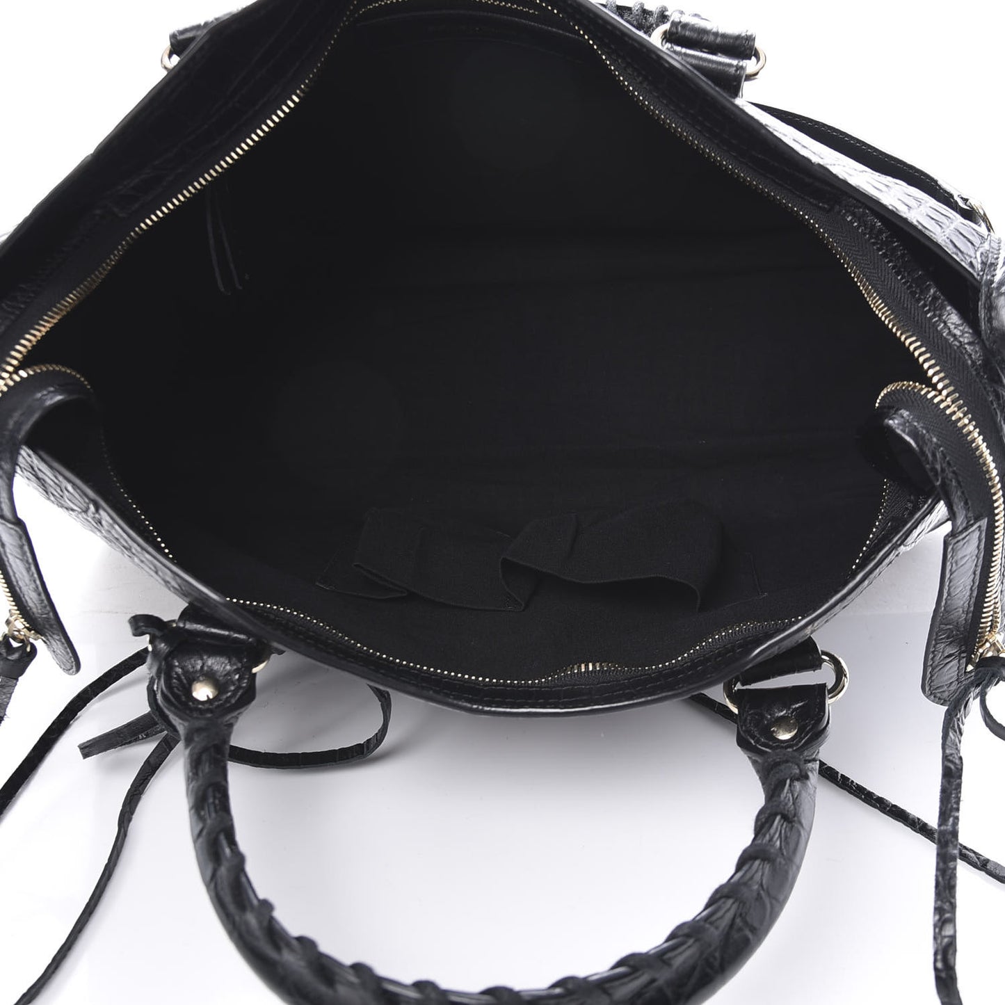 Calfskin Crocodile Embossed Classic Hardware City Black