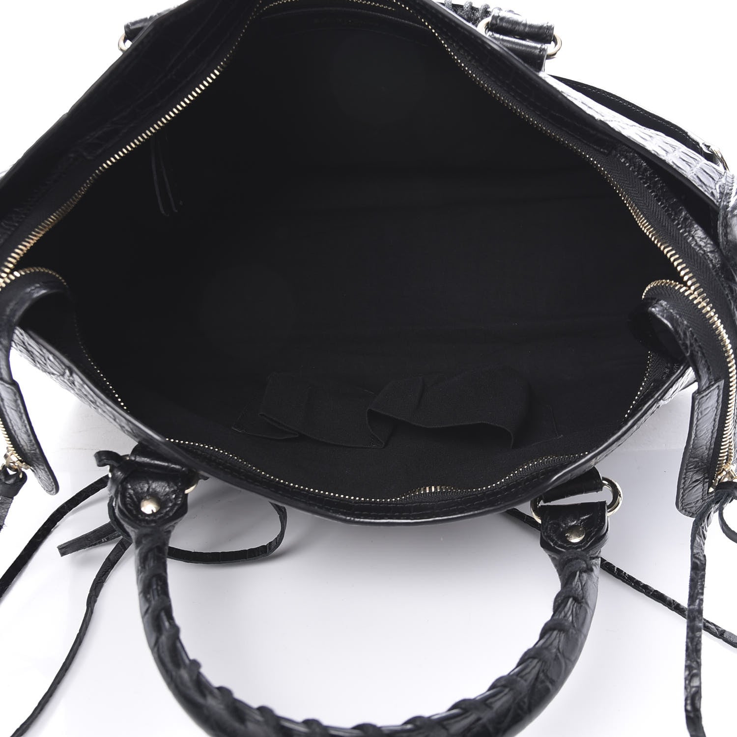 Balenciaga Calfskin Crocodile Embossed Classic Hardware City Black 6 of 11