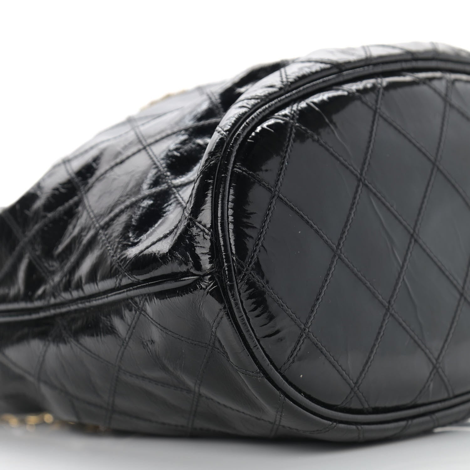 Chanel Patent Stitched Drawstring Shoulder Bag Black 10 of 14