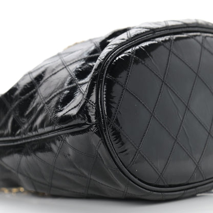 Chanel Patent Stitched Drawstring Shoulder Bag Black 10 of 14