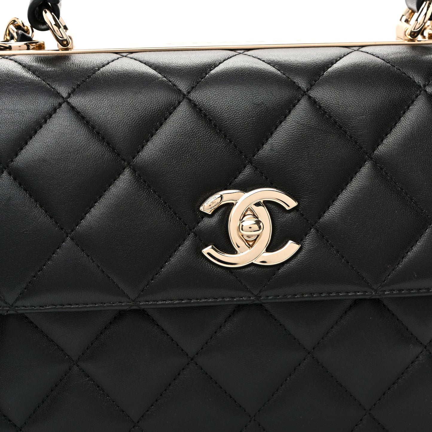 Lambskin Quilted Small Trendy CC Dual Handle Flap Bag Black