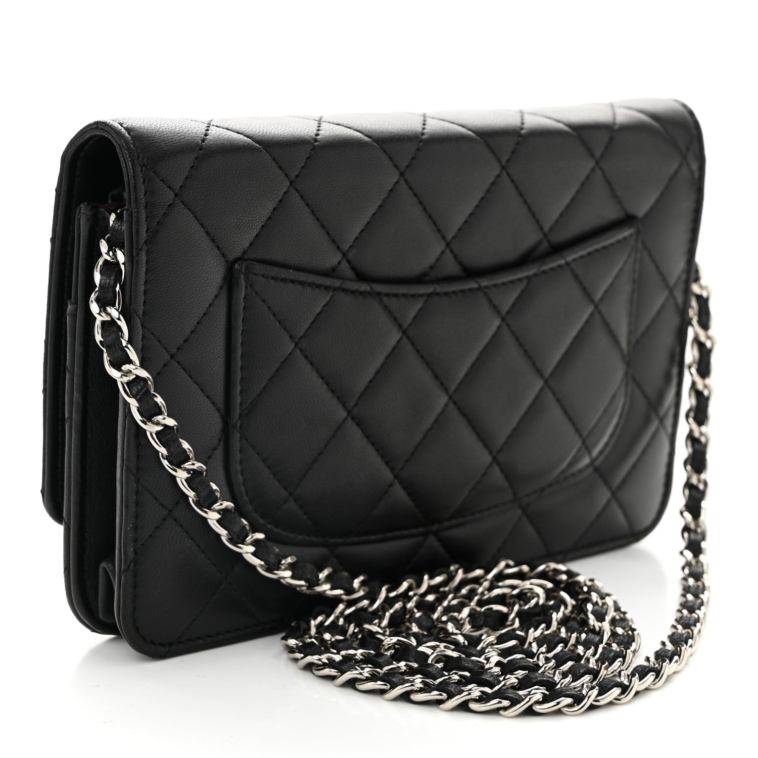 Chanel Lambskin Quilted Wallet On Chain WOC Black 3 of 11