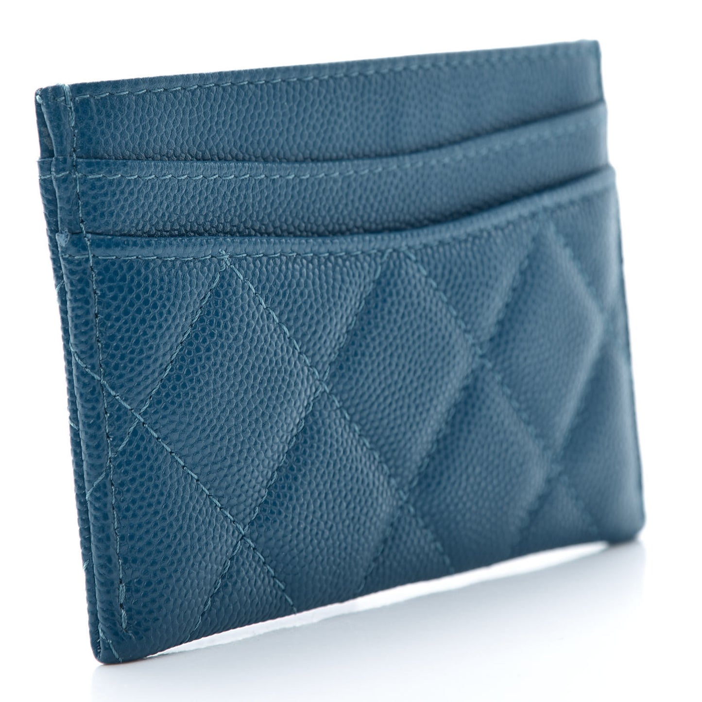 Caviar Quilted Card Holder Blue