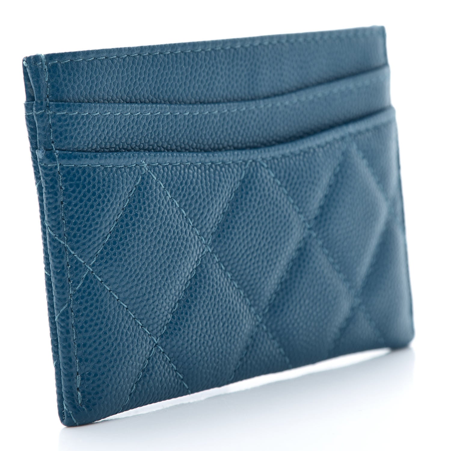 Chanel Caviar Quilted Card Holder Blue 3 of 9