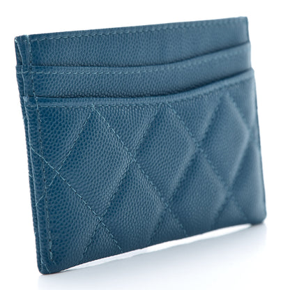 Chanel Caviar Quilted Card Holder Blue 3 of 9