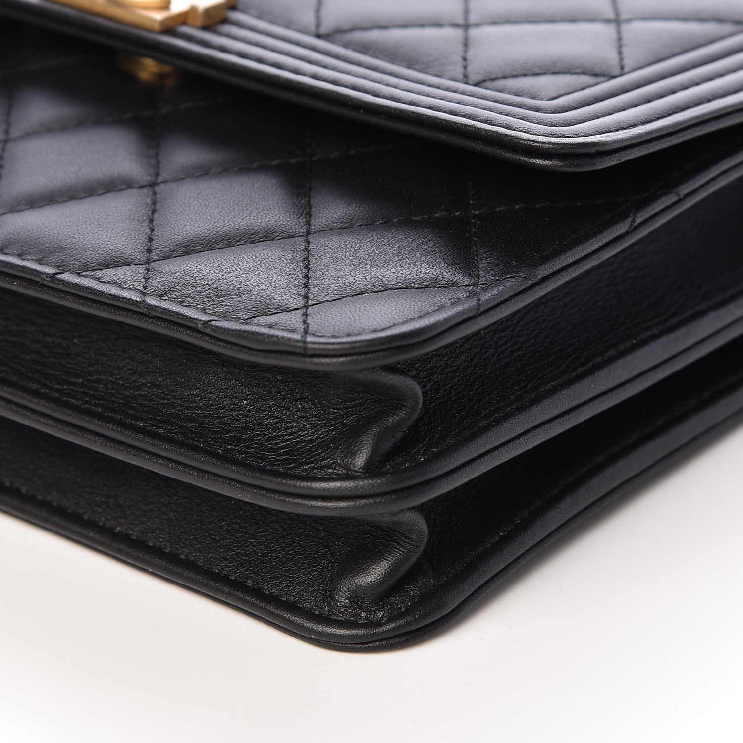Chanel Calfskin Quilted Boy Square Wallet on Chain WOC Black 11 of 12