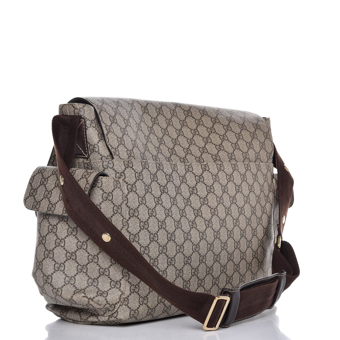 GG Plus Monogram Messenger Diaper Bag Dark Brown