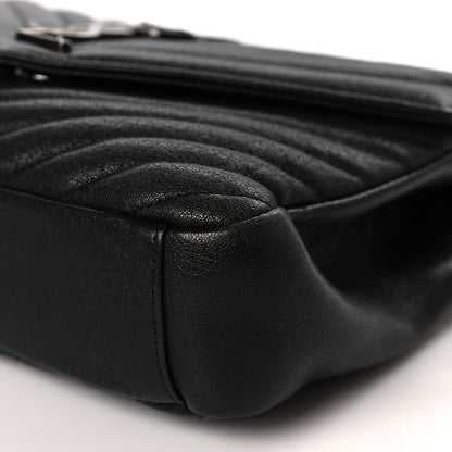 Saint Laurent Sheepskin Matelasse Chevron Monogram Medium College Bag Black 9 of 9
