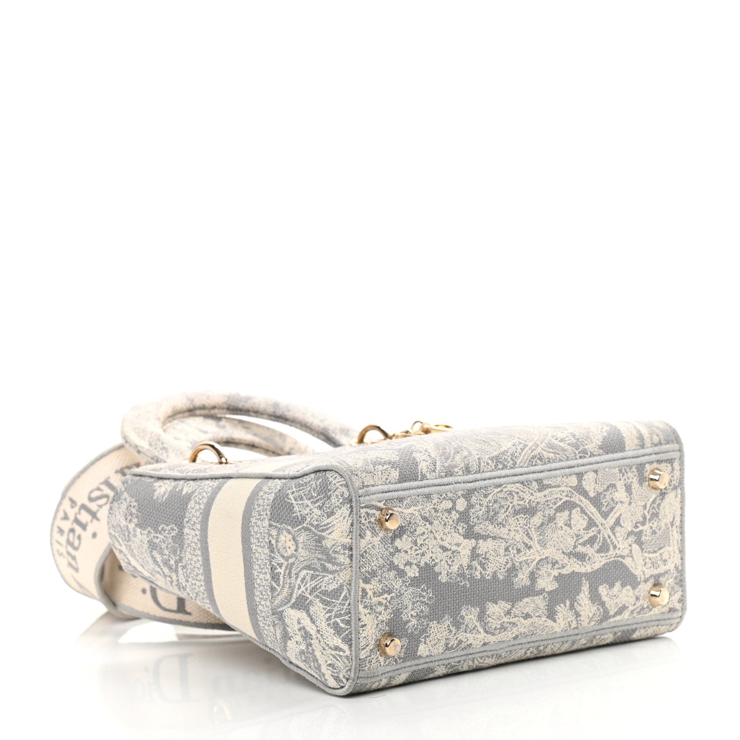 Christian Dior Canvas Toile De Jouy Reverse Embroidered Medium Lady D-Lite Gray 4 of 12