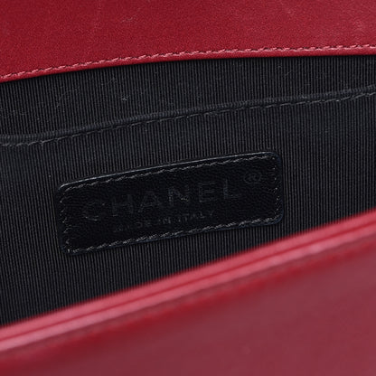 Chanel Calfskin Chevron Quilted Medium Chain Boy Flap Red 6 of 10