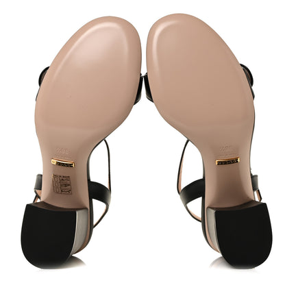 Gucci Lifford Calfskin GG Marmont Ankle Wrap 75mm Sandals 38.5 Black 5 of 8