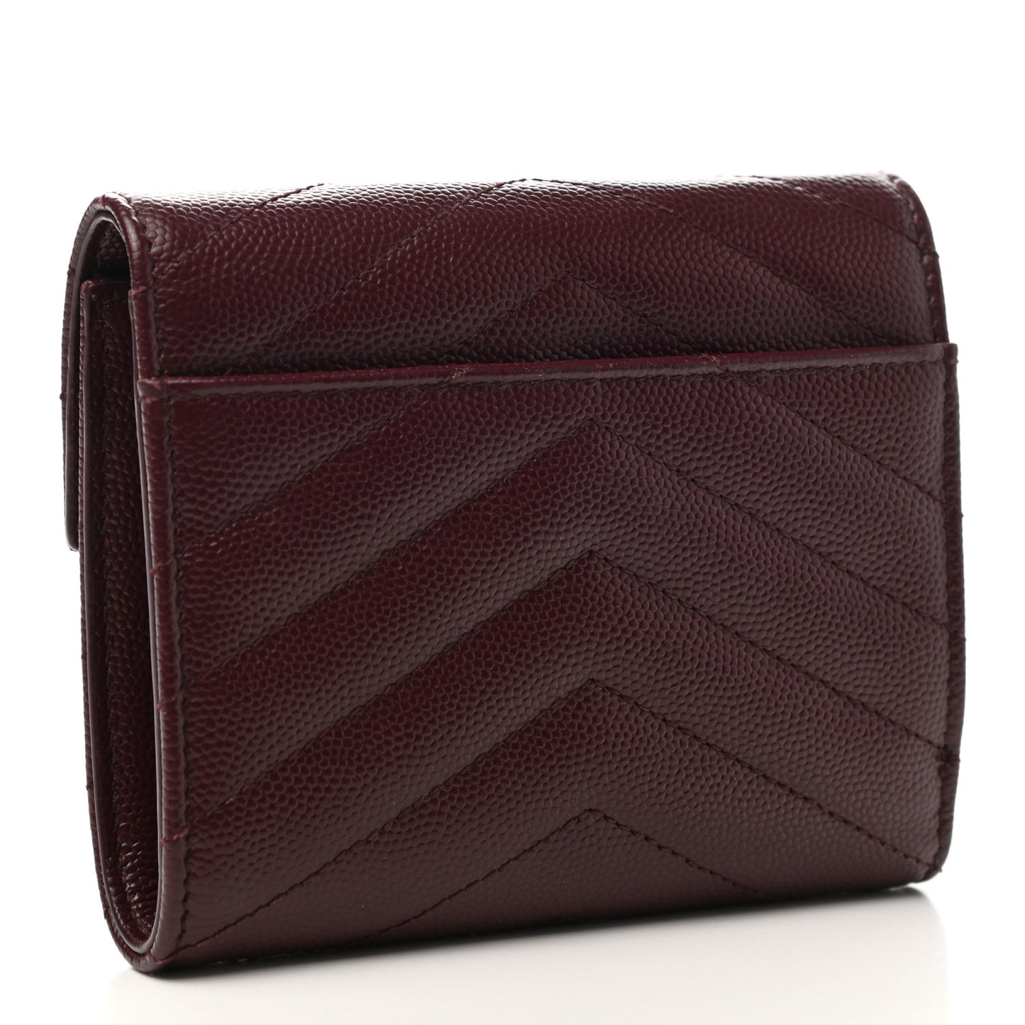 Grain De Poudre Matelasse Chevron Monogram Compact Tri Fold Wallet Rouge Legion