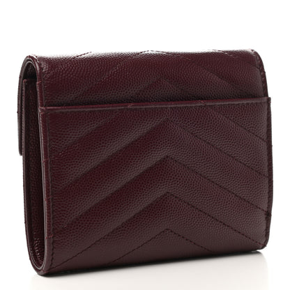 Saint Laurent Grain De Poudre Matelasse Chevron Monogram Compact Tri Fold Wallet Rouge Legion 3 of 8