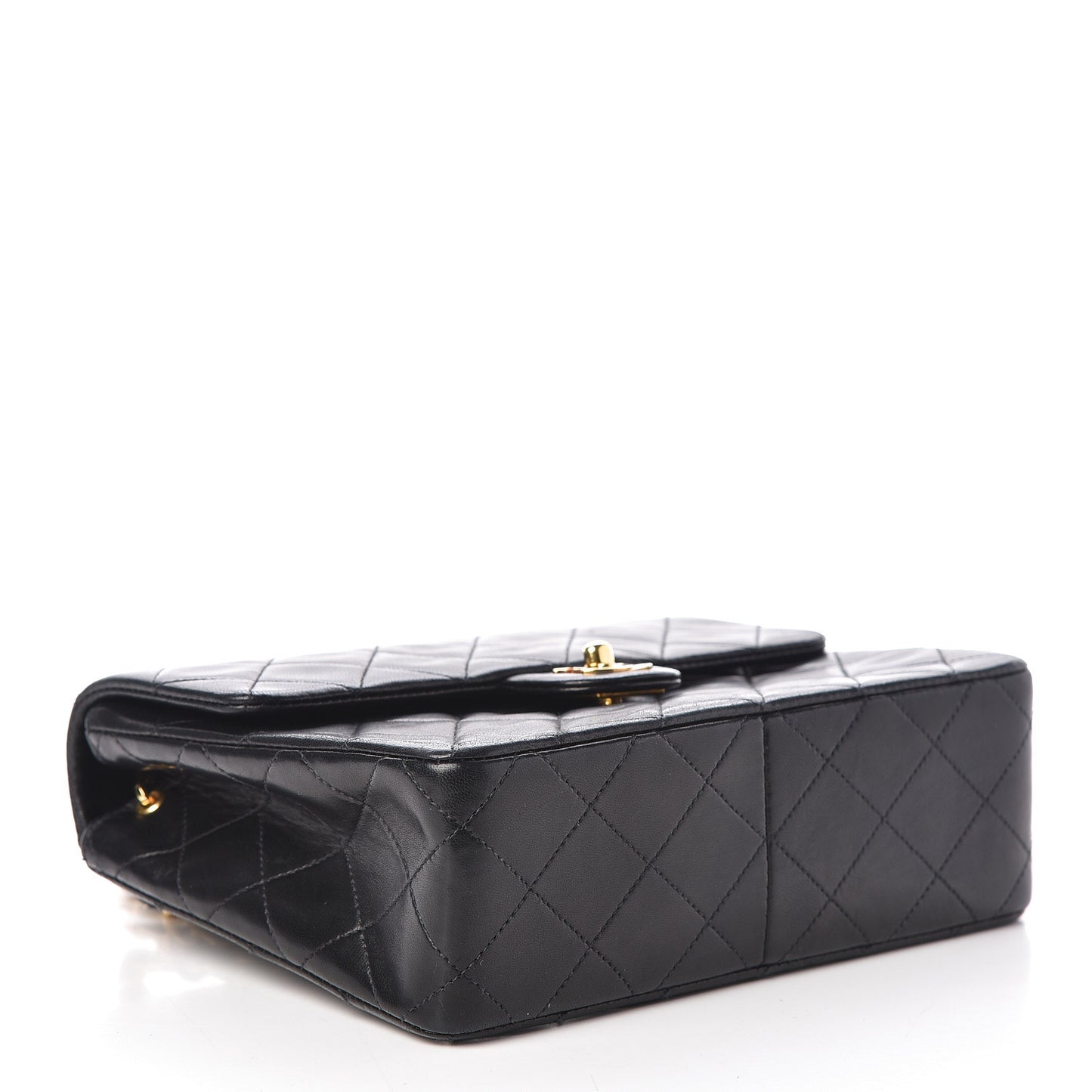 Lambskin Quilted Mini Square Flap Black