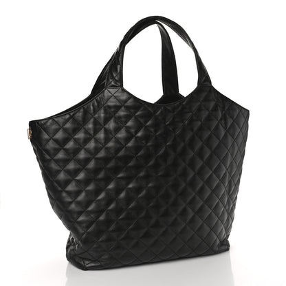 Saint Laurent Lambskin Quilted Maxi Icare Shopping Tote Black 4 of 9