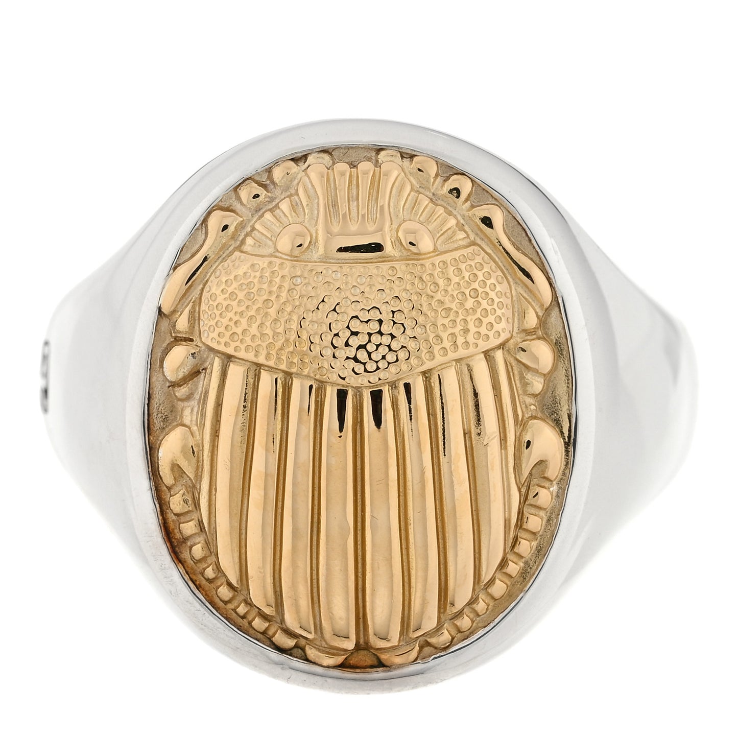 Sterling Silver 18K Yellow Gold Petrvs Scarab Signet Ring 67 12