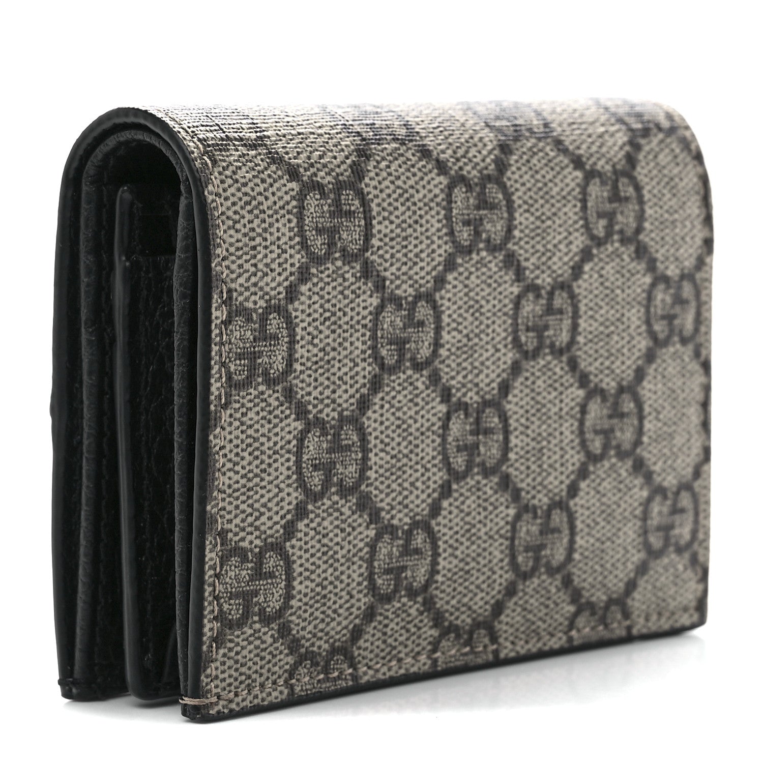 Gucci Dollar Calfskin GG Supreme Monogram GG Marmont Card Case Black Beige Ebony 3 of 11