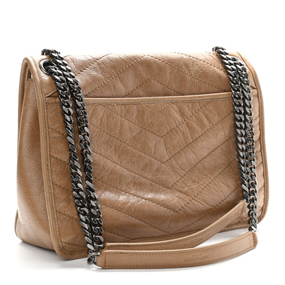 Saint Laurent Crinkled Calfskin Matelasse Monogram Medium Niki Chain Satchel Natural Tan 3 of 10