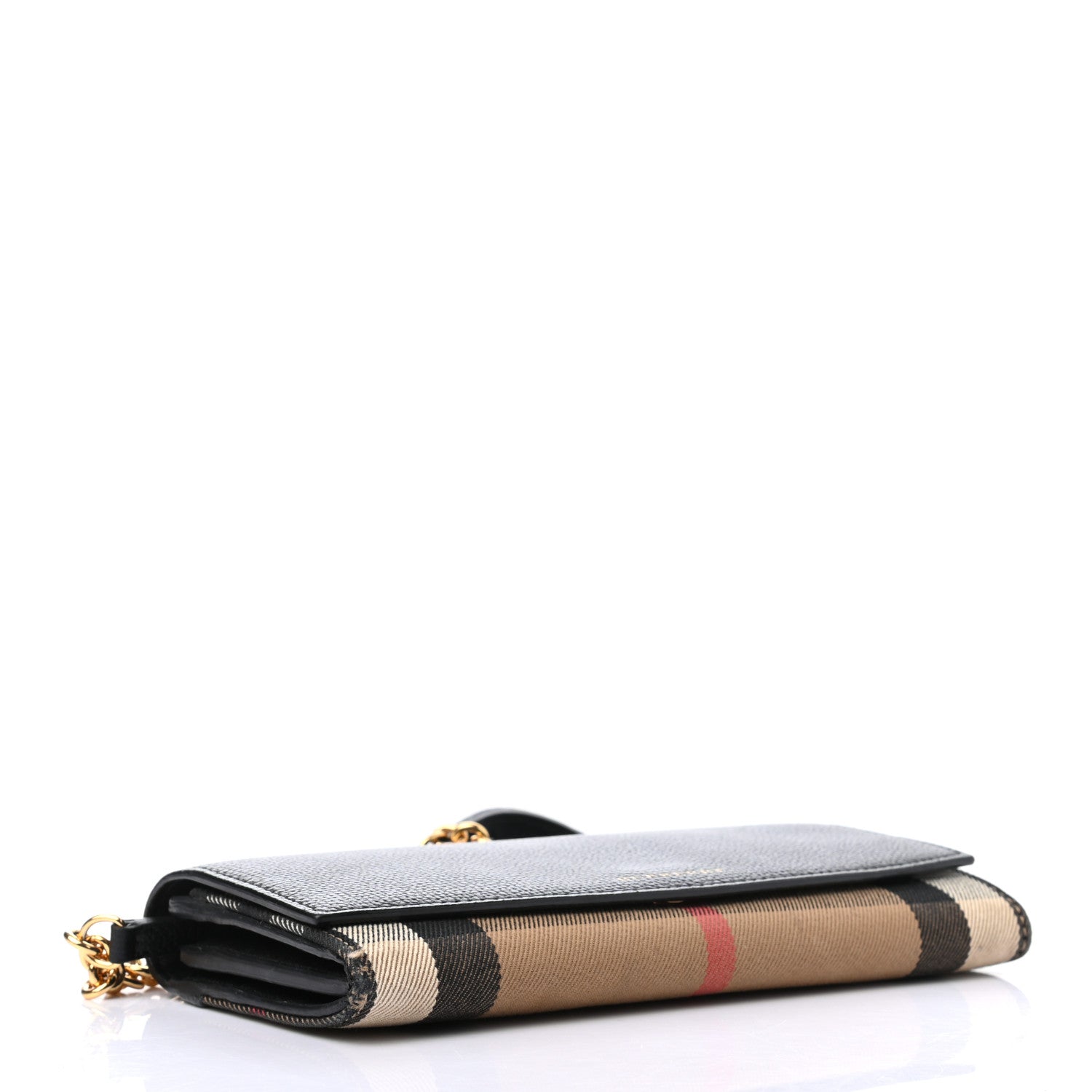 Burberry Grainy Calfskin House Check Henley Wallet On Chain Black 4 of 10