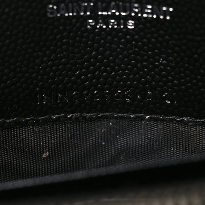 Saint Laurent Grain De Poudre Matelasse Chevron Monogram Envelope Chain Wallet Black 7 of 10