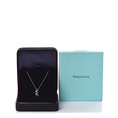 Tiffany Platinum Diamond Blue Sapphire Bubble Pendant Necklace 8 of 8