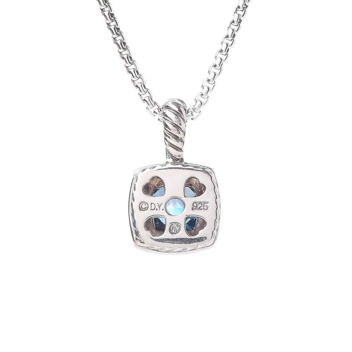 Sterling Silver Diamond Blue Topaz 7mm Petite Albion Pendant Necklace