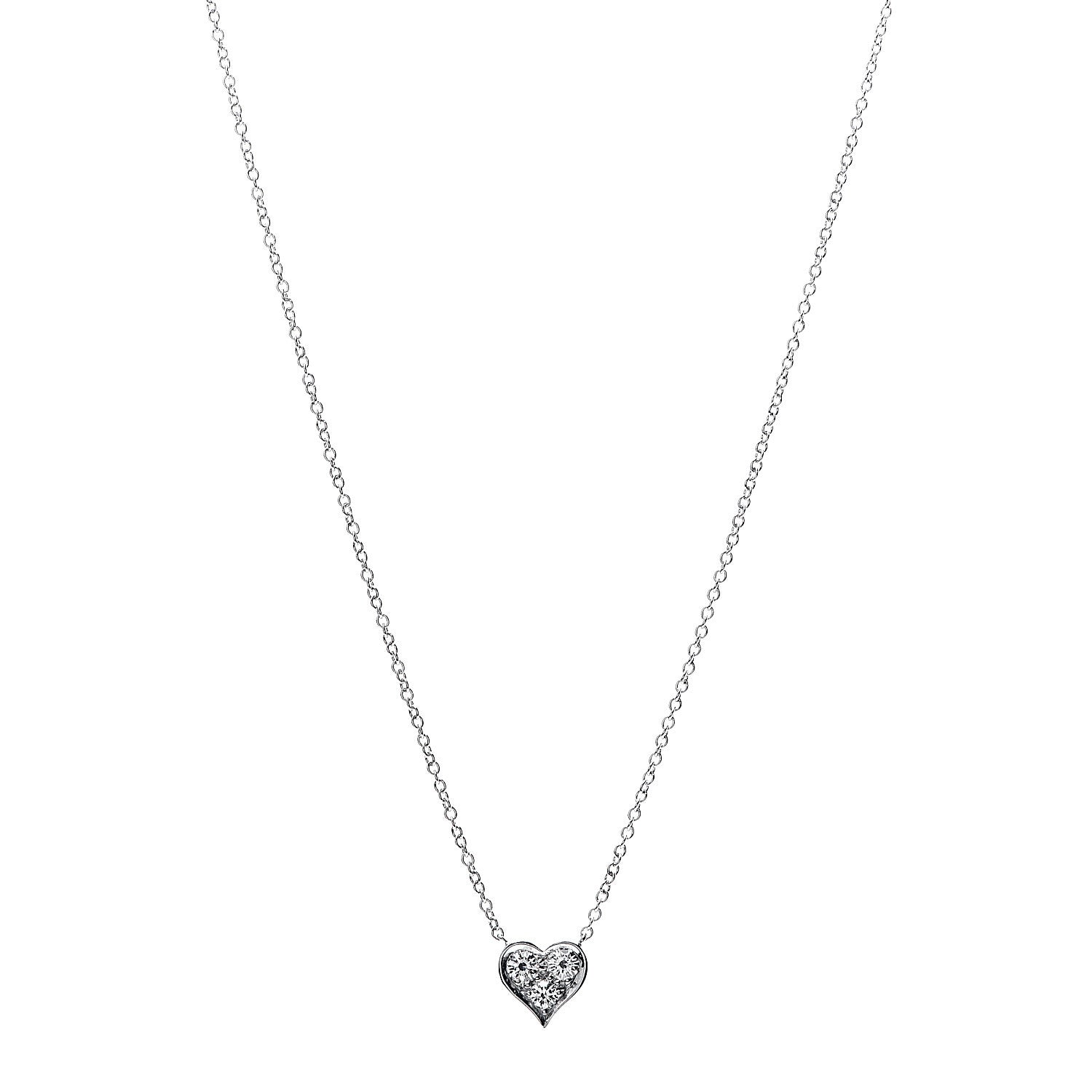 Tiffany Platinum Diamond Heart Pendant Necklace 1 of 5
