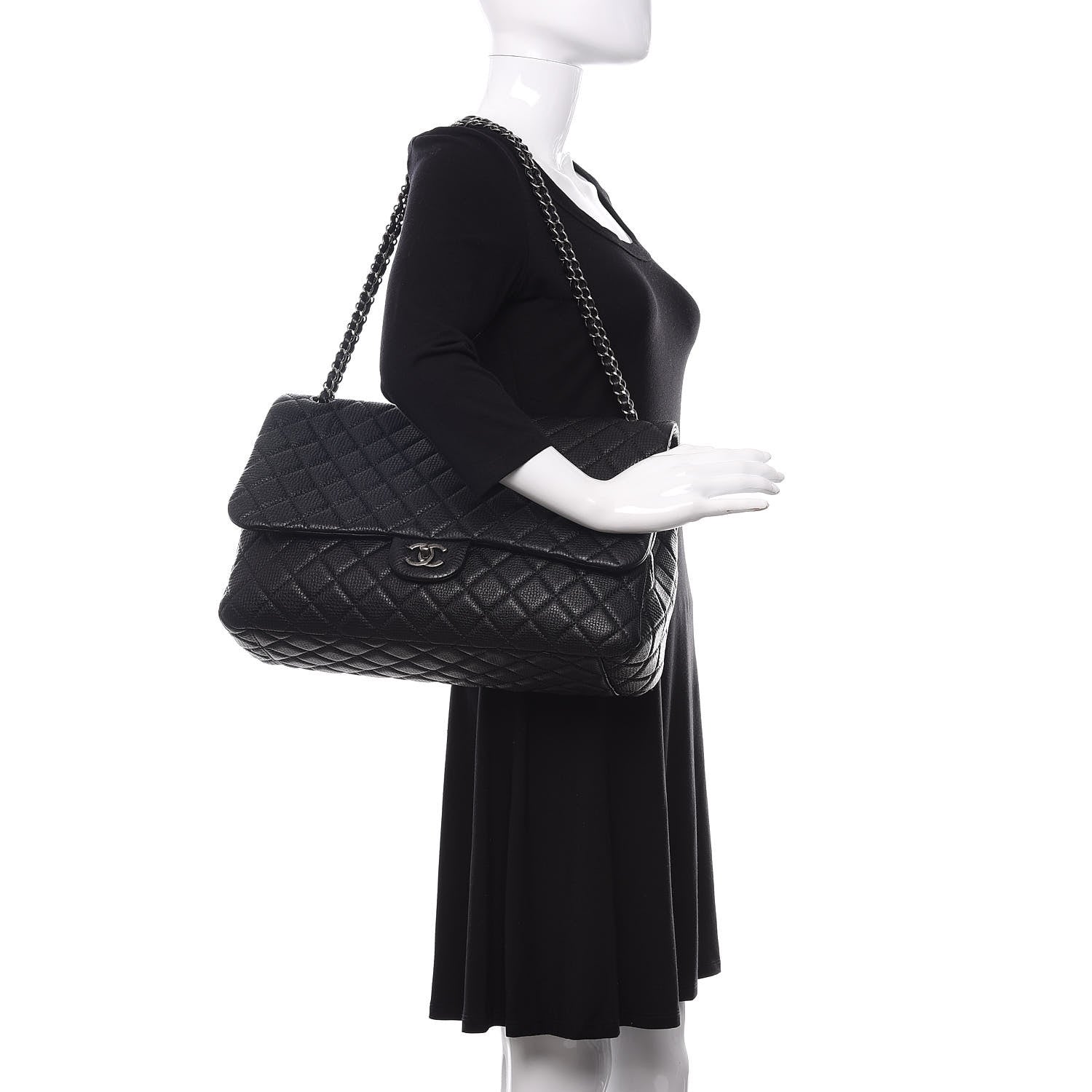 Chanel Calfskin Quilted Small XXL Travel Flap Bag Black 2 of 10