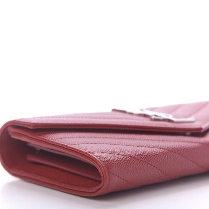Saint Laurent Grain De Poudre Matelasse Chevron Monogram Flap Wallet Eros 6 of 11