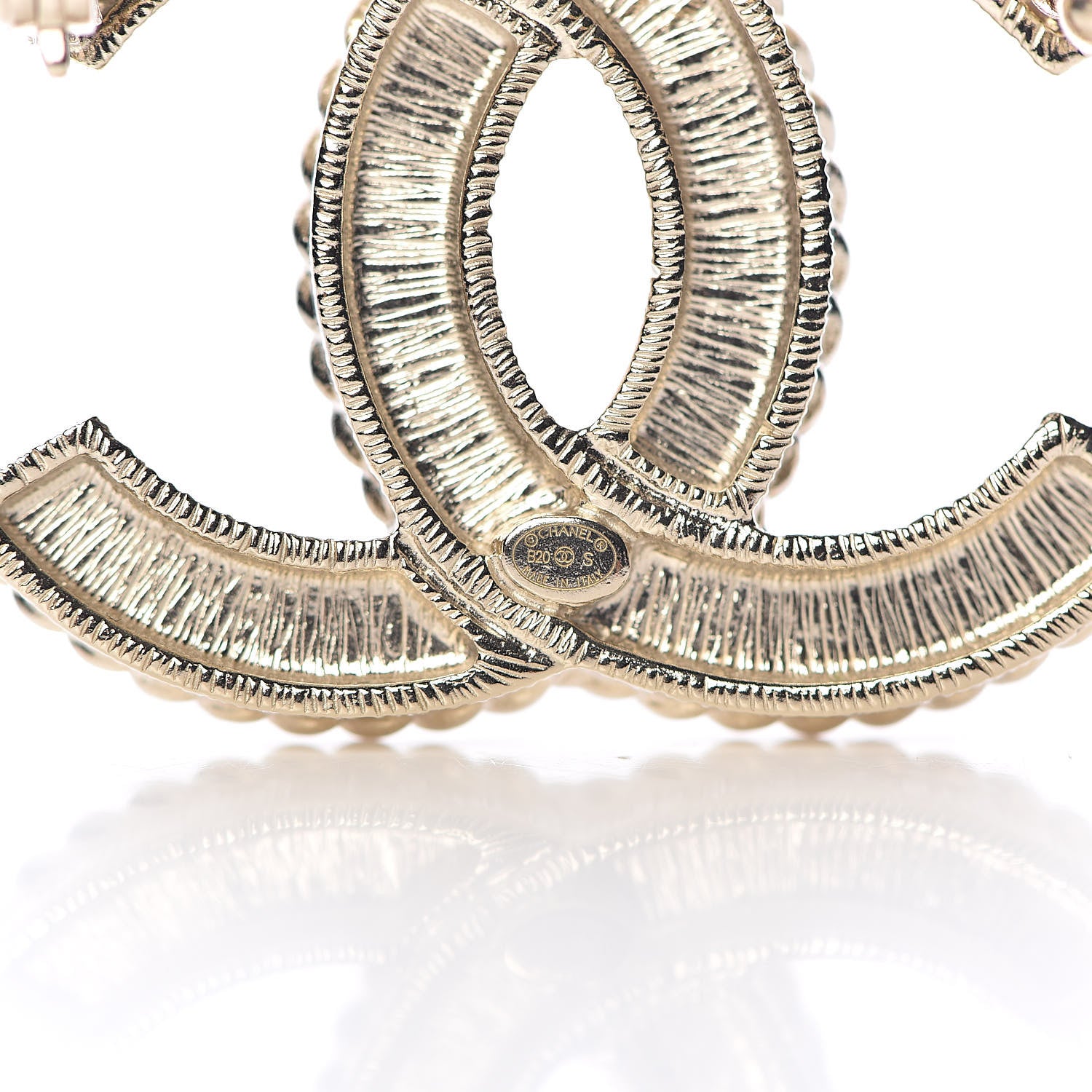 Chanel Pearl Crystal CC Brooch Gold Pearly White 4 of 5