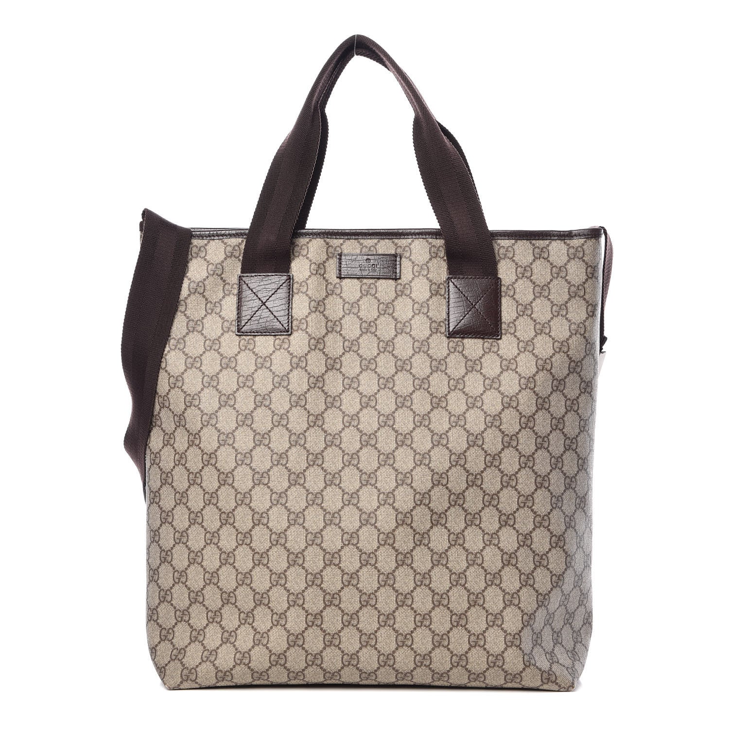 Gucci Soft GG Supreme Monogram Web Handle Vertical Tote Dark Brown 1 of 11