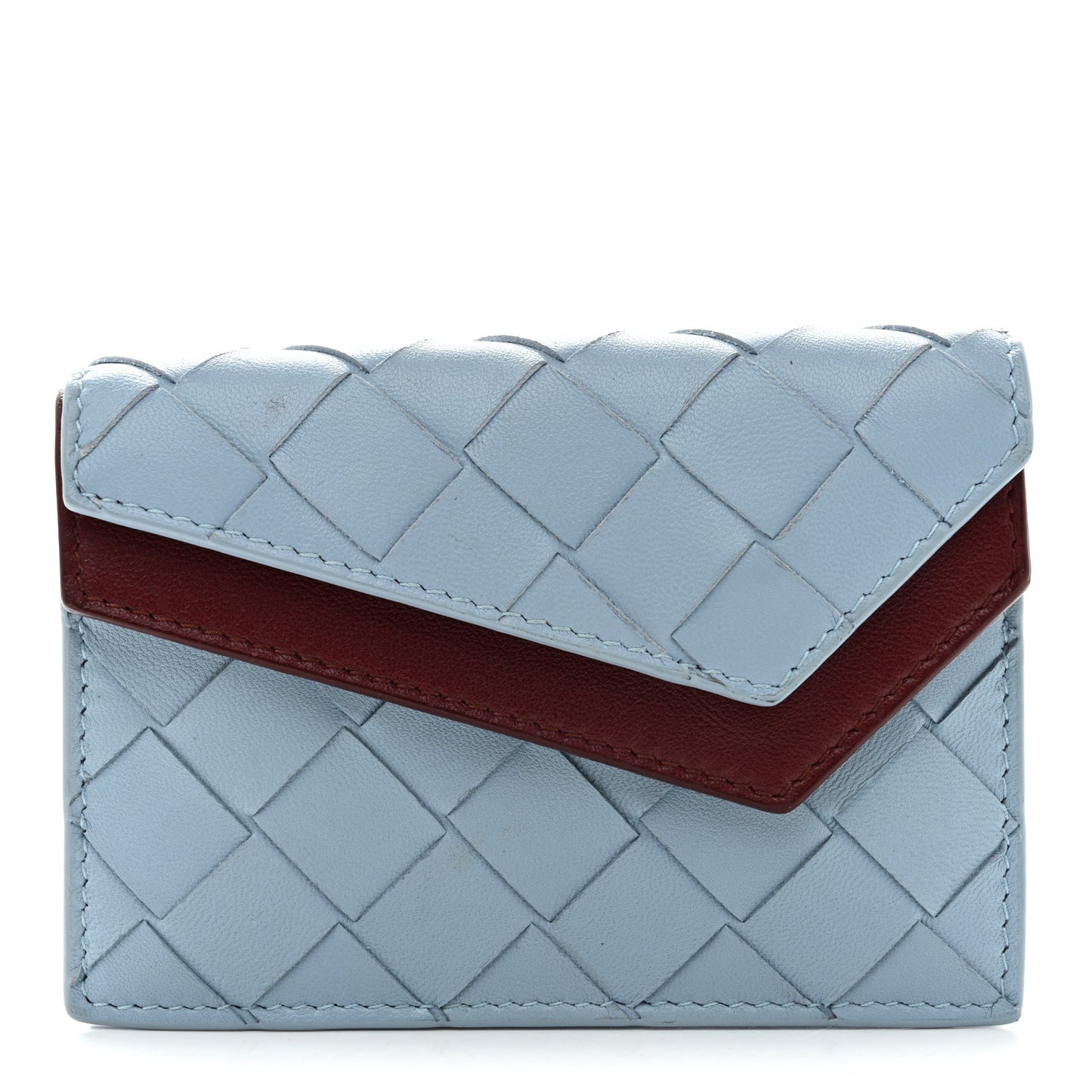 Nappa Intrecciato Small Check Bi-Fold Zip Wallet Ice Cherry
