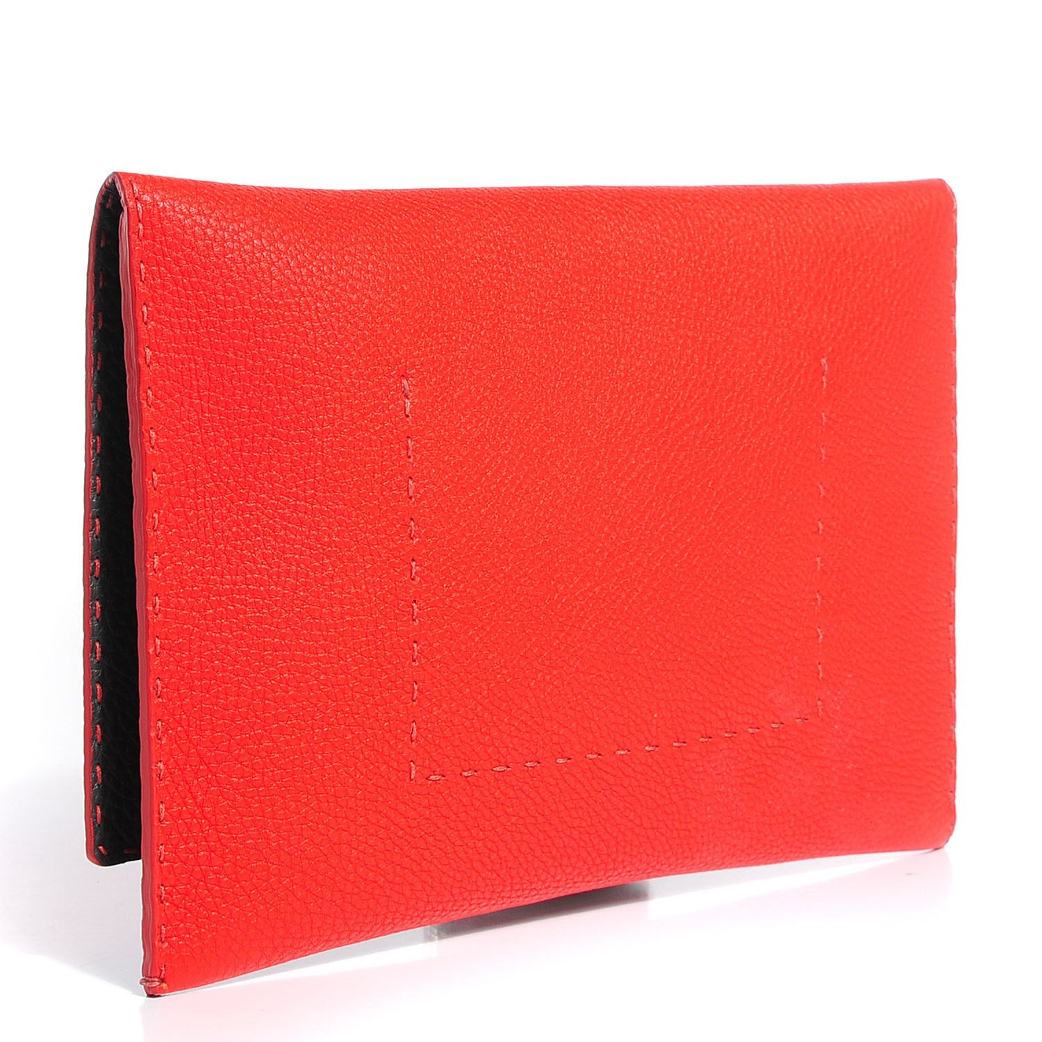 Fendi Calfskin Selleria Alda Colorblock Clutch Poppy 3 of 10