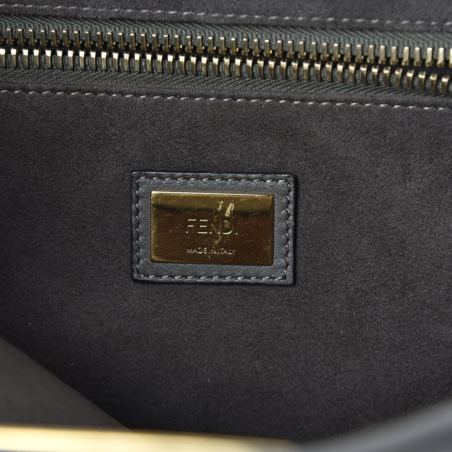 Calfskin Geometric Embroidered Large Peekaboo Iconic Satchel Grey