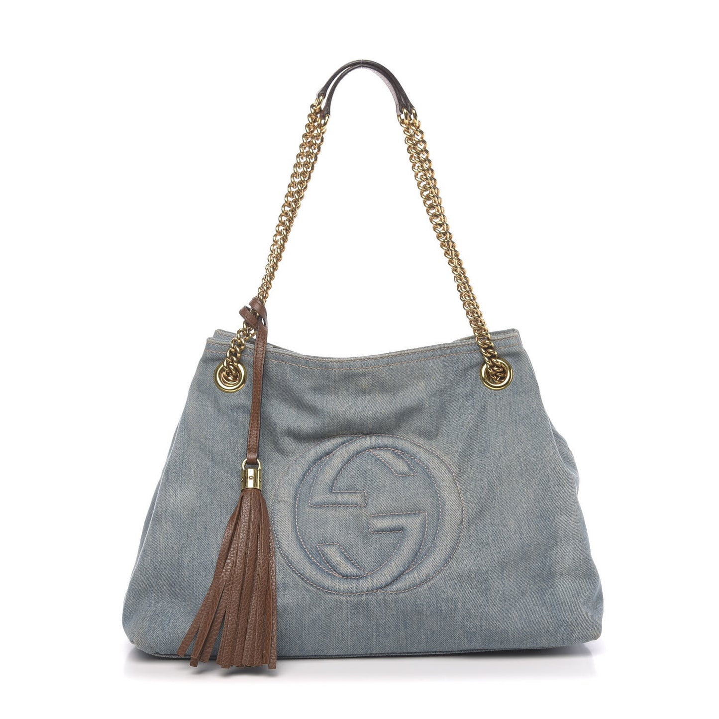 Denim Medium Soho Chain Shoulder Bag Blue