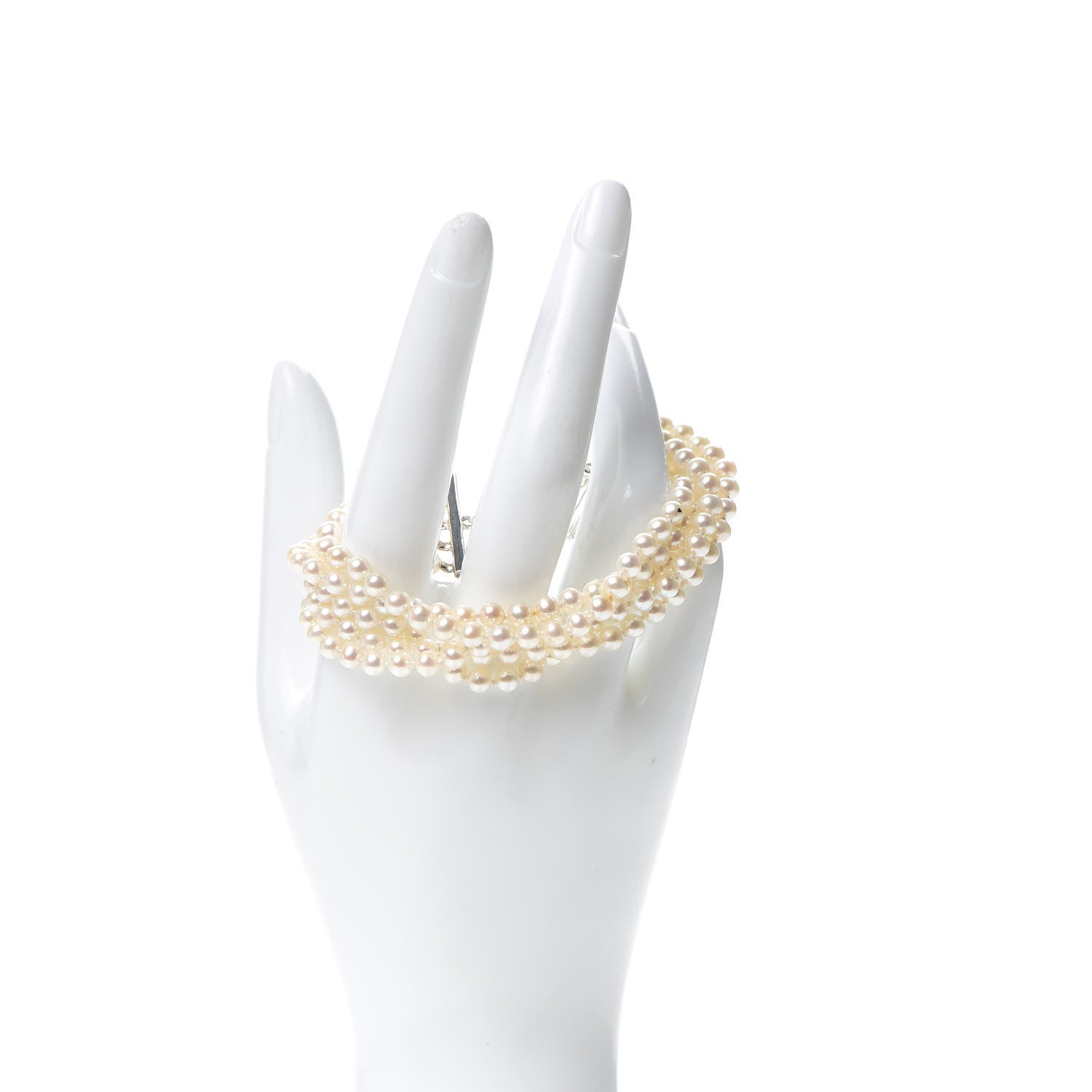 Tiffany Sterling Silver Pearl 4.5mm Ziegfeld 5 Strand Bracelet 2 of 5