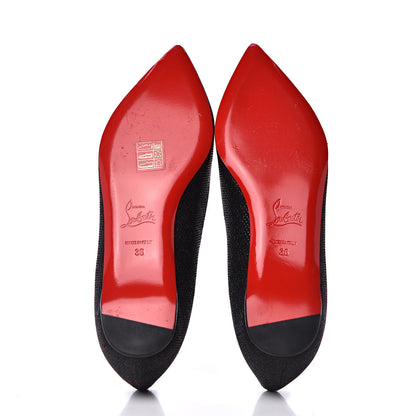Christian Louboutin Glitter Tisse Veau Velours Heart Embellished Coramia Point Toe Flats 36 Black 6 of 9