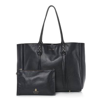 Lanvin Smooth Calfskin Small Fringe Shopper Tote Black 1 of 10