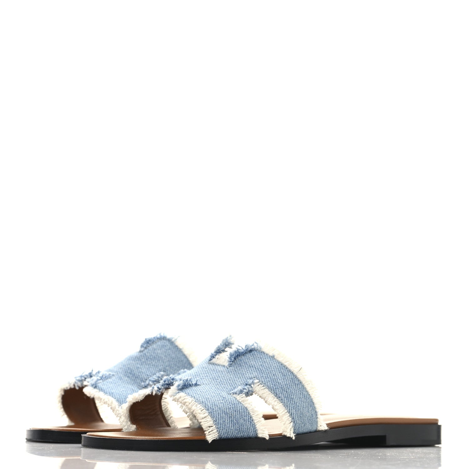 Hermes Denim Oran Fringe Sandals 36.5 Bleu Clair 4 of 9