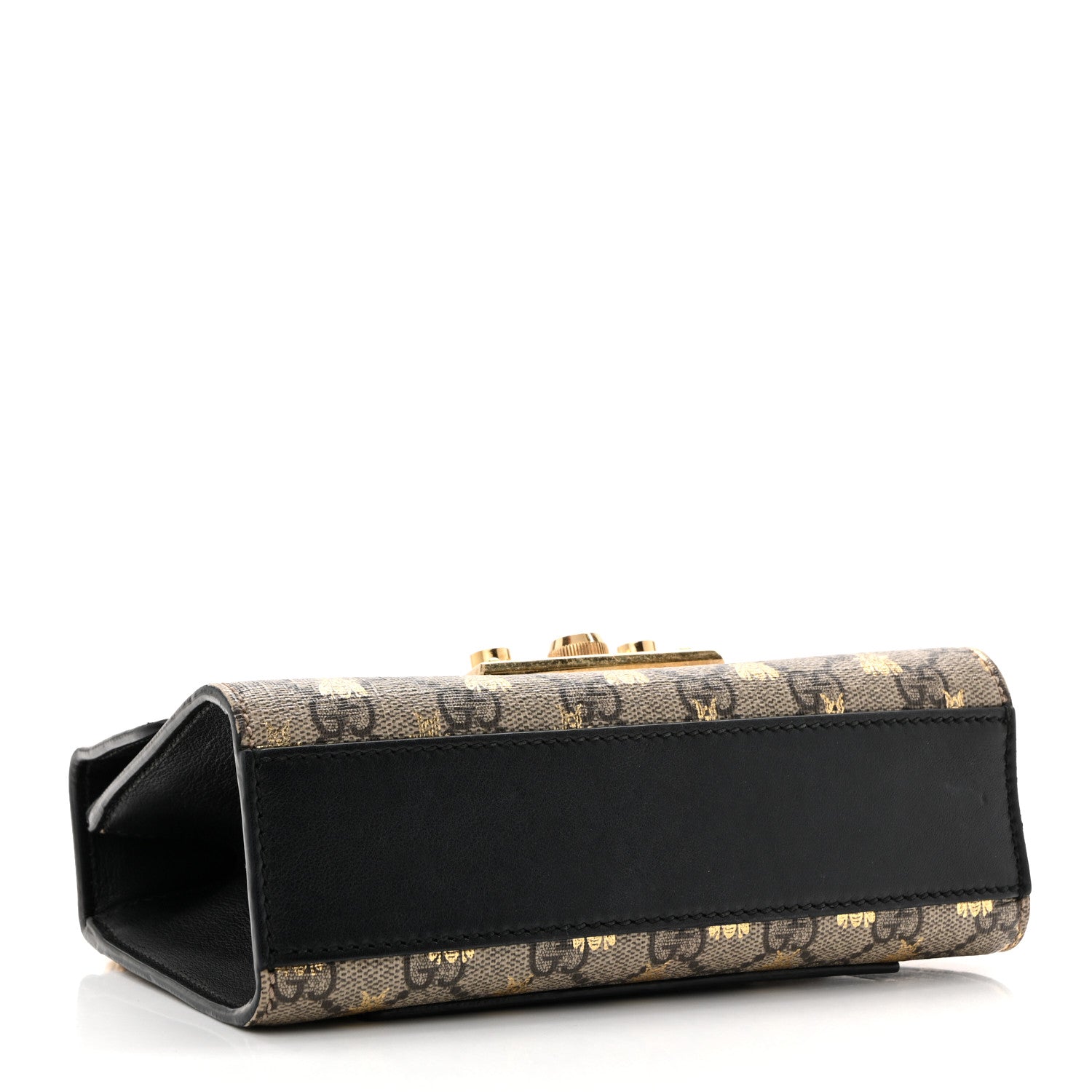 Gucci GG Supreme Monogram Bees Small Padlock Shoulder Bag Black 4 of 14