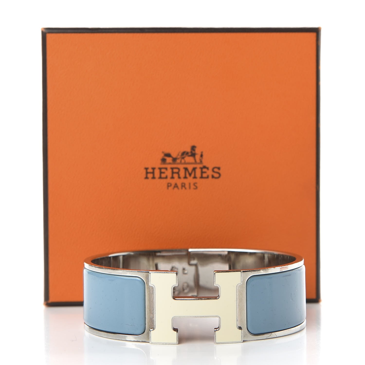 Hermes Enamel Wide Clic Clac H Bracelet GM Aigue Marine 6 of 6
