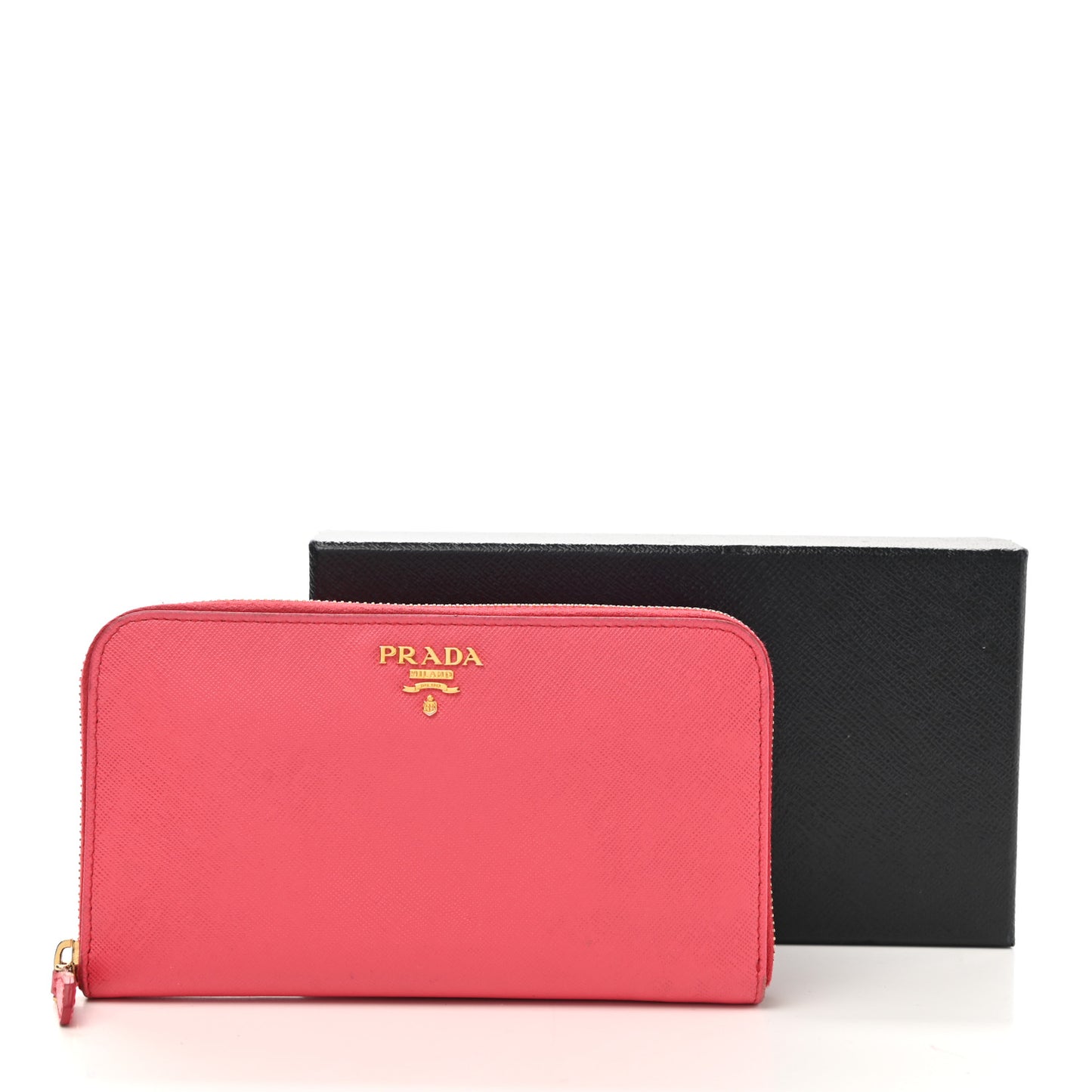 Saffiano Metal Zip Wallet Fragola